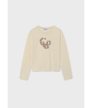 T-Shirt μακρυμανικο basic - Κρεμ