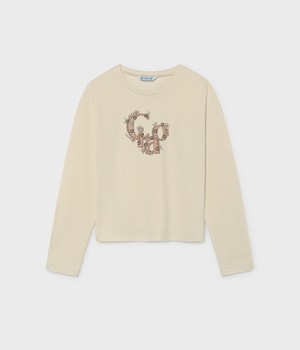 T-Shirt μακρυμανικο basic - Κρεμ
