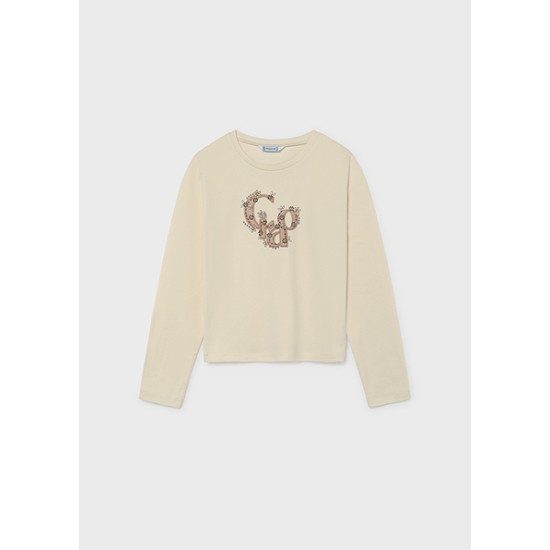 T-Shirt μακρυμανικο basic - Κρεμ