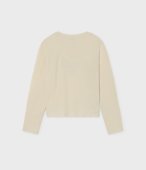 T-Shirt μακρυμανικο basic - Κρεμ