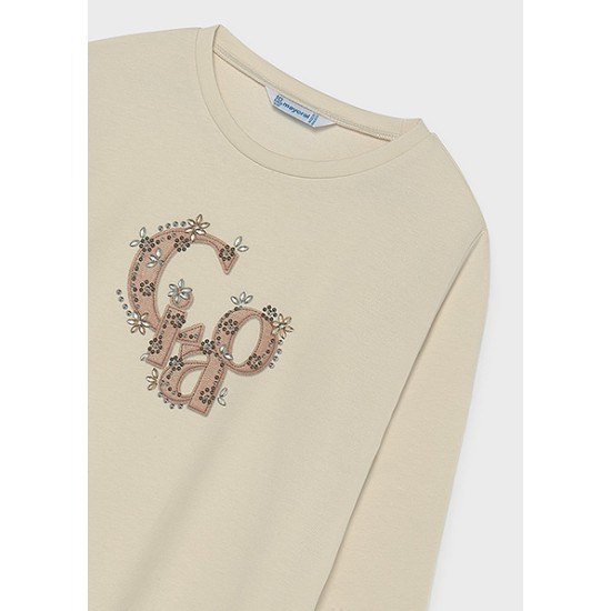 T-Shirt μακρυμανικο basic - Κρεμ