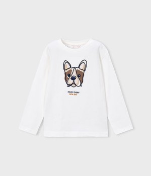 T-Shirt μακρυμανικο κεντητη - Κρεμ