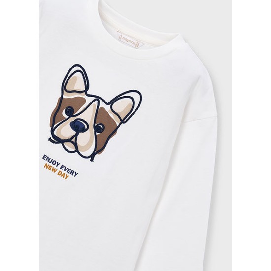 T-Shirt μακρυμανικο κεντητη - Κρεμ