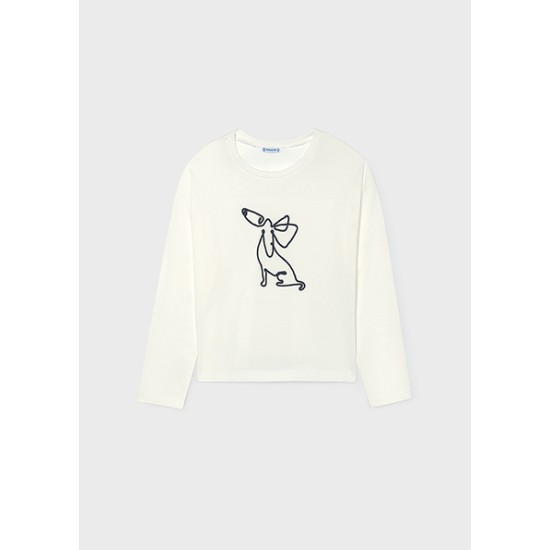 T-Shirt μακρυμαν μαντηλι - Κρεμ