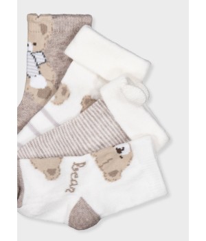 Σετ 4 καλτσακια - Καφε ανοιχ