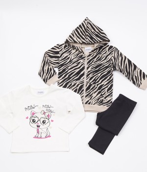 Bebe Σετ Ζακέτα-Μπλούζα-Παντελόνι