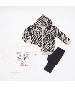 Bebe Σετ Ζακέτα-Μπλούζα-Παντελόνι