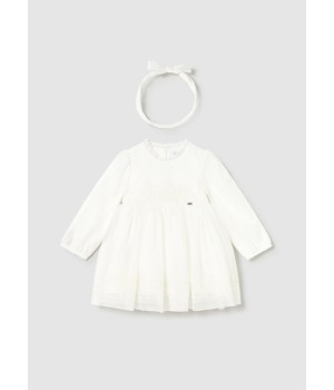 Φόρεμα αμπιγιέ τούλι κεντητό εκρού Φόρεμα αμπιγιέ τούλι κεντητό εκρού