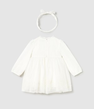 Φόρεμα αμπιγιέ τούλι κεντητό εκρού