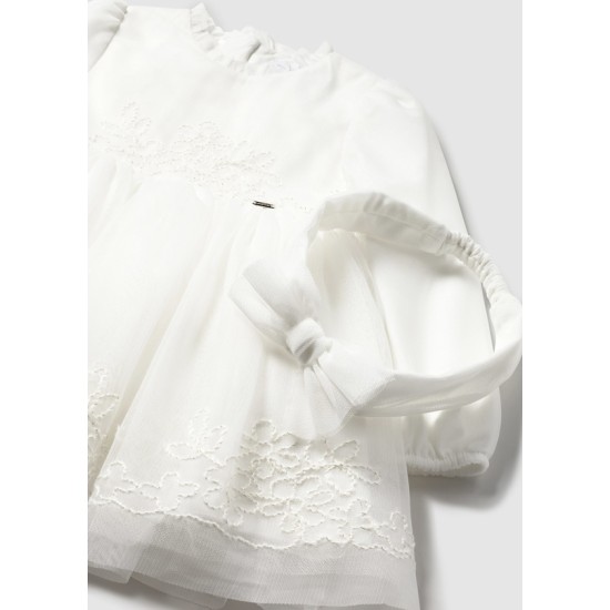 Φόρεμα αμπιγιέ τούλι κεντητό εκρού Φόρεμα αμπιγιέ τούλι κεντητό εκρού